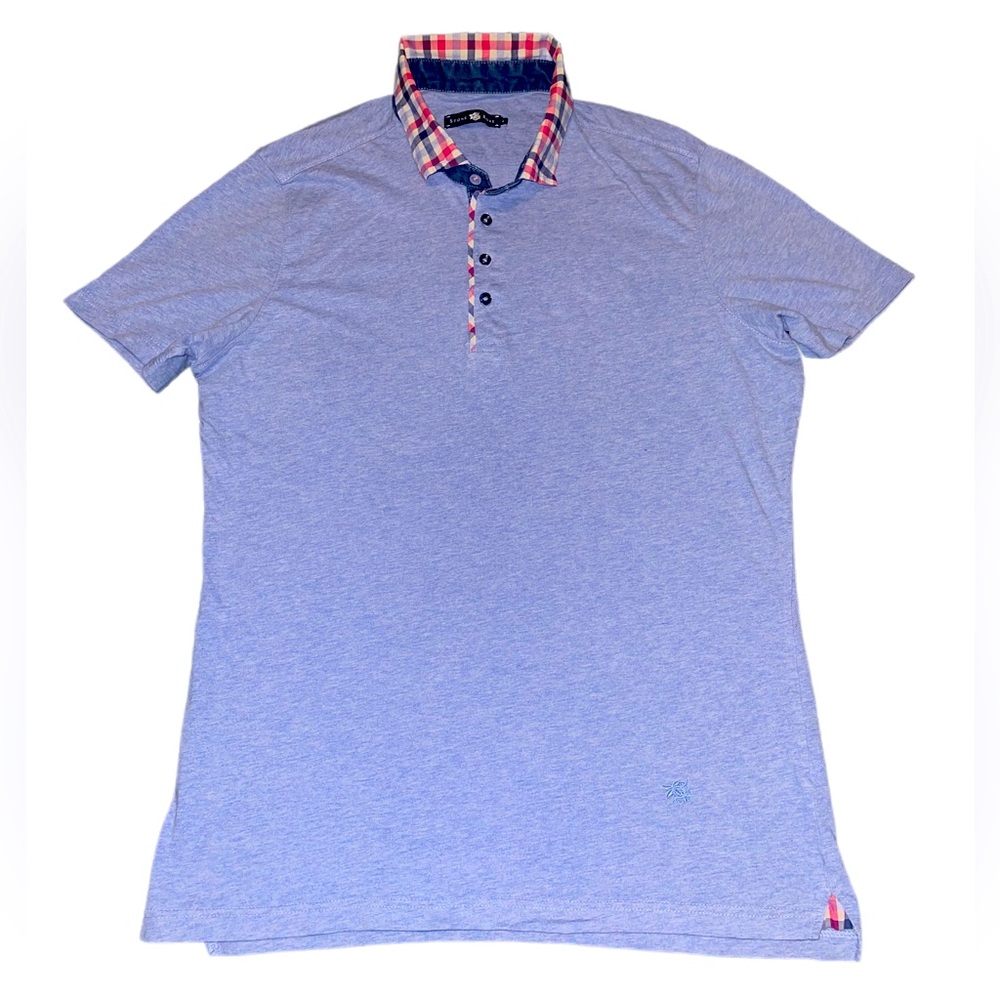 STONE ROSE PLAID COLLAR POLO - BLUE SIZE 4 (PREOWNED)